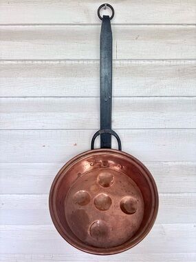 Vintage French Solid Copper Egg Poaching or Escargot Pan Made in Turkey